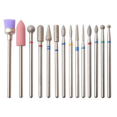 14pcs/set Nail Drill Machine Bit Nail Gel Removal Polishing Tools Pedicure Manicure Rotary Grinding  Buffer Polisher - Smarsty