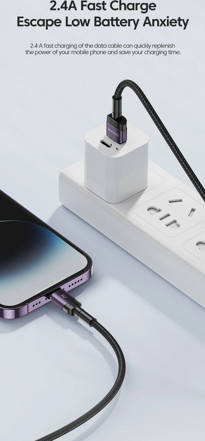 Toocki USB Cable For iPhone 14 13 12 Pro Max X XS XR 8 7 Plus iPad Fast Charging Charger Aluminum iP Cable For iPhone Data Cord - Smarsty