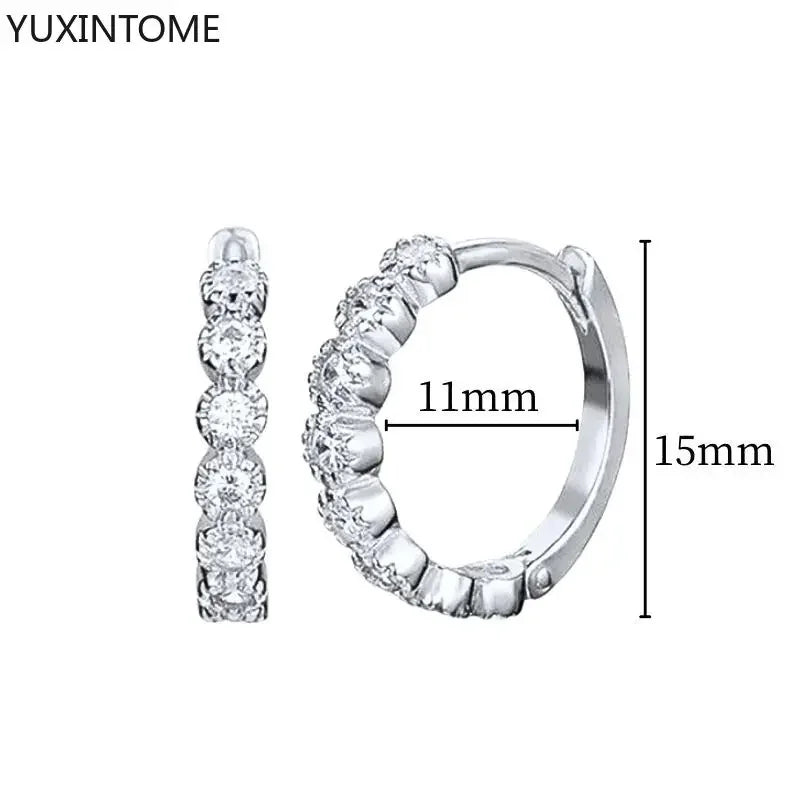 925 Sterling Silver Hoop Earrings White Crystal Luxury - Smarsty