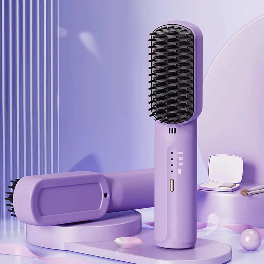 Cordless Hair Straightener Brush with Anti-Scald Feature - Smarsty