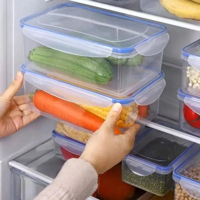 1Pc/4Pcs Refrigerator Storage Box Food Containers Plastic Fresh-Keeping Box with Lid Portable Storage Box Kitchen Organization by Smarsty