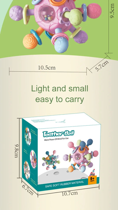 Baby Toys 0 12 Months Rotating Rattle Ball Grasping Activity Baby Development Toy Silicone Teether Baby Sensory Toys for Babies - Smarsty
