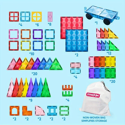 JOYFY 110/66/50 PCS Magnetic Building Tile 3D Magnet Tiles with Vehicle Construction Blocks Set for Kids Birthday Chirstmas Gift - Smarsty
