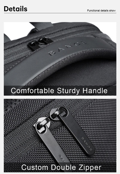 BANGE Travel Waterproof Backpack with USB Charging Port Fit 15.6 Inch Laptop Backpacks for Men and Women, Teenager School Bags - Smarsty