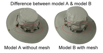 Summer Men Bucket Hat Outdoor UV Protection Wide Brim Panama Safari Hunting Hiking Hat Mesh Fisherman Hat Beach Sunscreen Cap - Smarsty