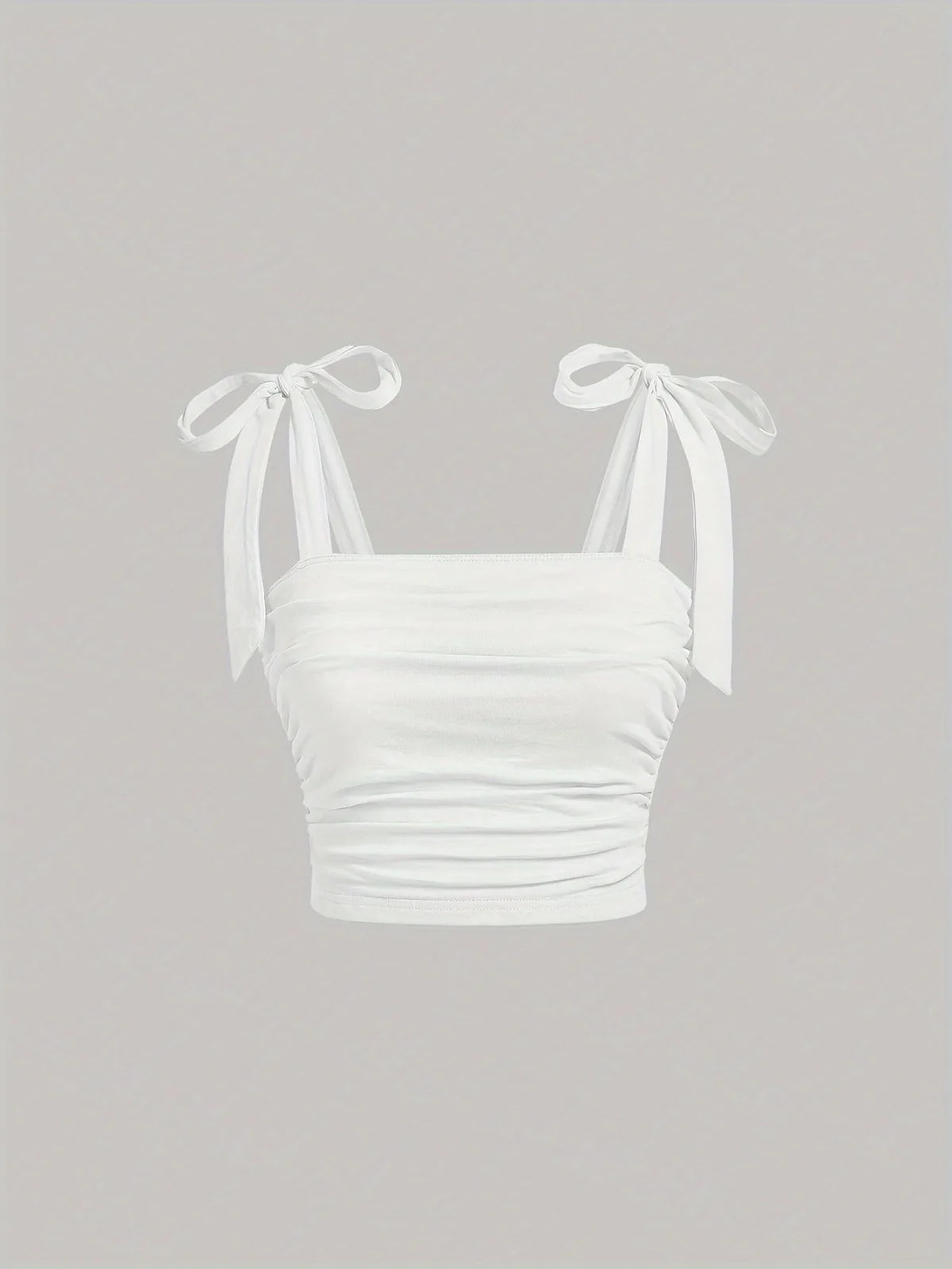 Solid Tie Shoulder Ruched Wide Strap Slim Fit Crop Top Women Clothing Summer 2025 Y2K Clothes Pink Backless Camis Top Streetwear