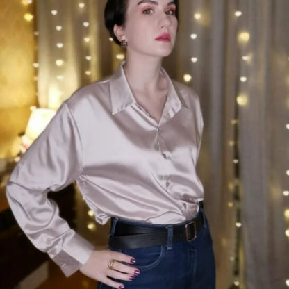 Autumn Fashion Button Up Shirt Spring Vintage Blouse Women White Lady Long Sleeves Female Loose Streetwear Shirts Design Tops - Smarsty
