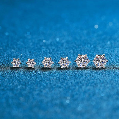 Sterling Silver Moissanite Stud Earrings Certified D - Smarsty