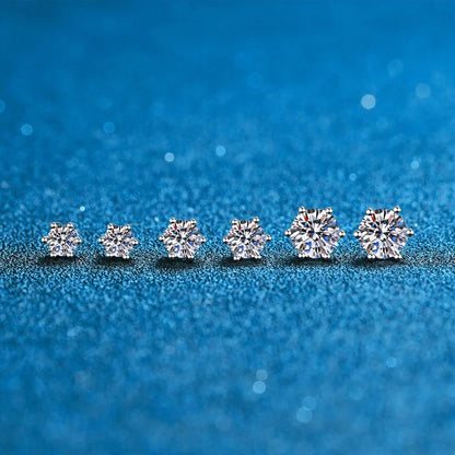 Sterling Silver Moissanite Stud Earrings Certified D - Smarsty