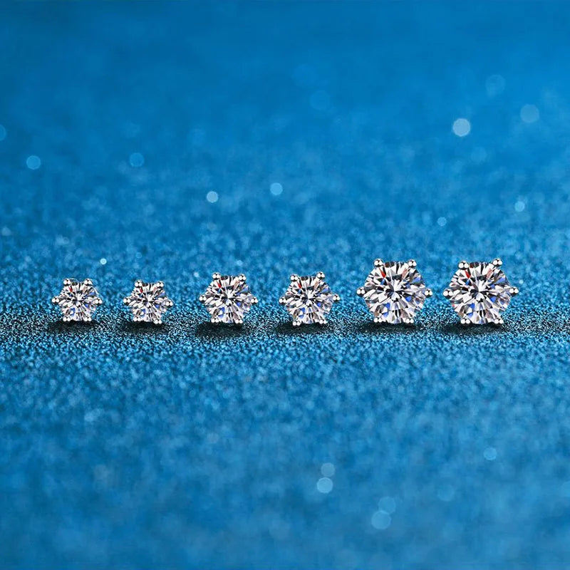 Sterling Silver Moissanite Stud Earrings Certified D - Smarsty