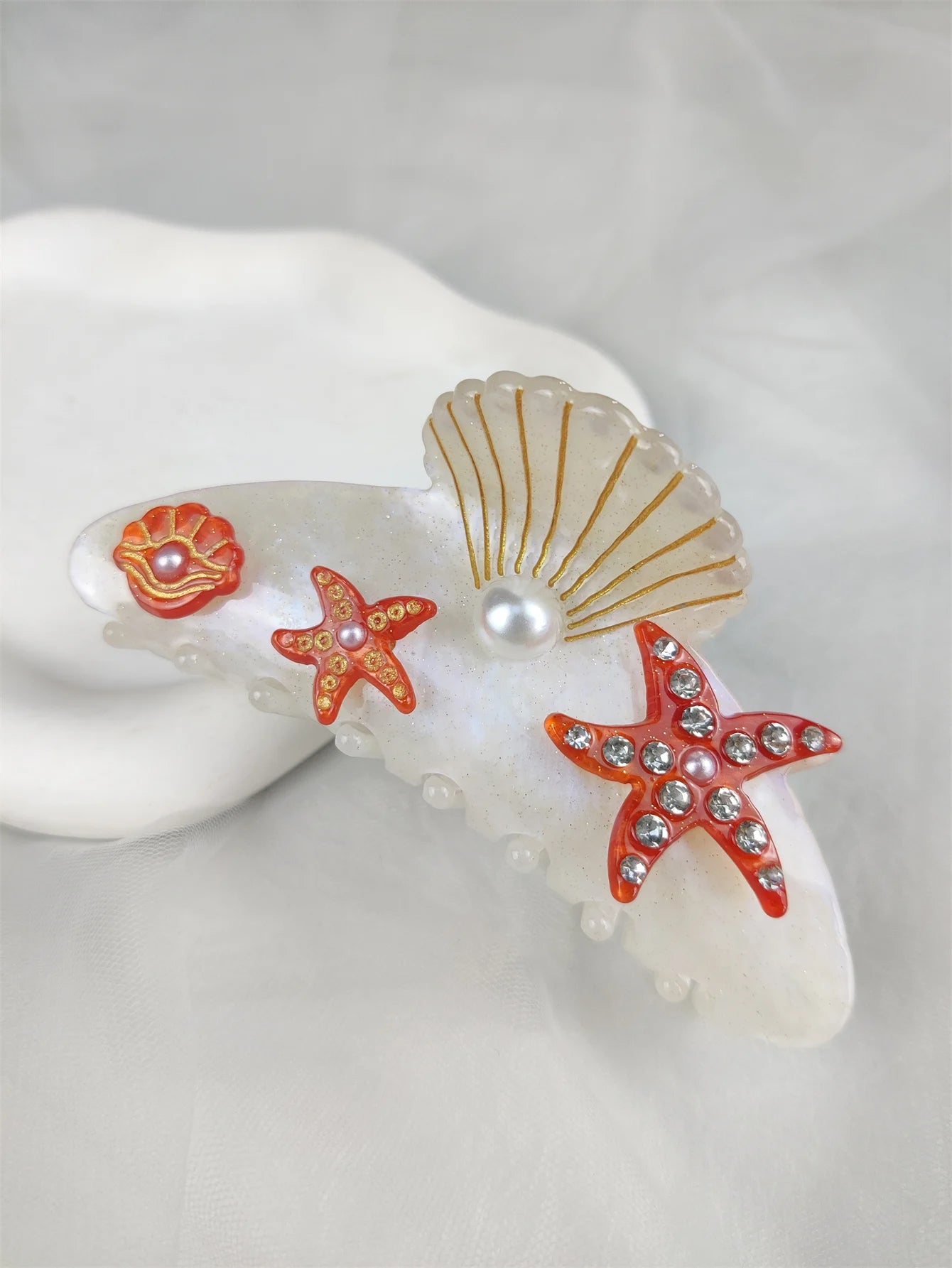 Handmade Large Sea Hair Claw Clips Acetate Beach Starfish - Smarsty