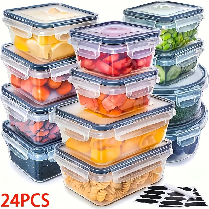 48Pcs BPA-Free Food Storage Set - 24 Airtight Containers & Lids with Labels for Pantry, Travel, Kitchen Organization