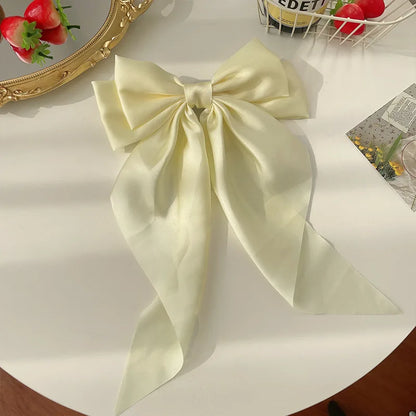 Trendy Solid Color Satin Ribbon Hair Bows for Women - Smarsty