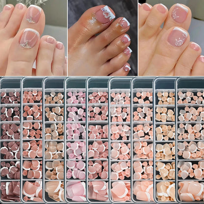 120Pcs French Fake Toenails in 9 Colors for Summer Style - Smarsty