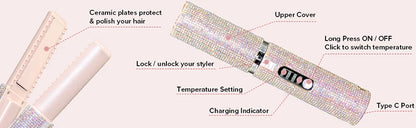2 in 1 Wireless Hair Straightener and Curler Brush - Smarsty