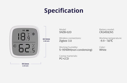 Smart Temperature Humidity Sensor Compatible with Zigbee Technology - Smarsty
