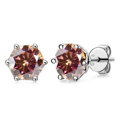 Moissanite Stud Earrings Sterling Silver VVS D Sparkle - Smarsty