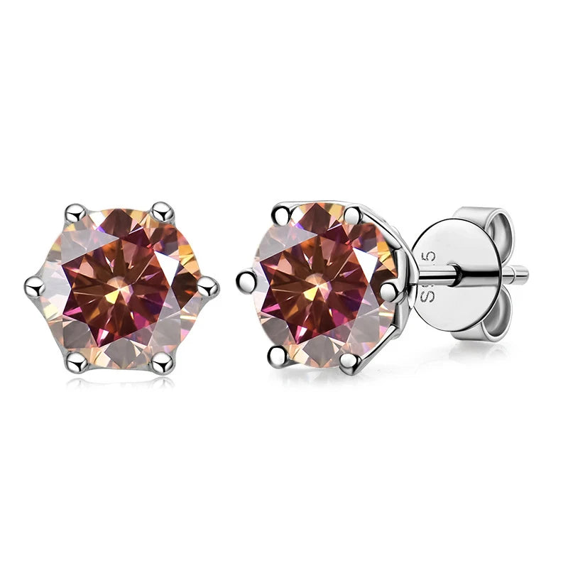 Moissanite Stud Earrings Sterling Silver VVS D Sparkle - Smarsty