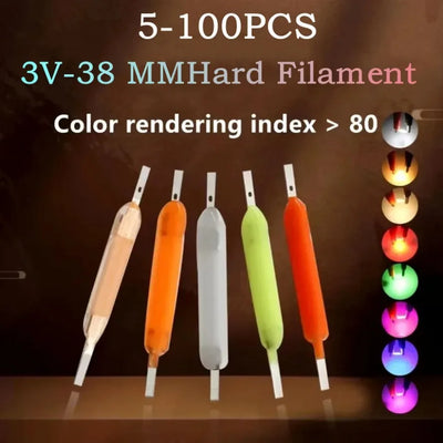 5-100PCS Per Box 3V 38mm LED Filament Multicolour COB Edison Bulb Lamp Incandescent Light Diodes Accessories For Home Lighting - Smarsty