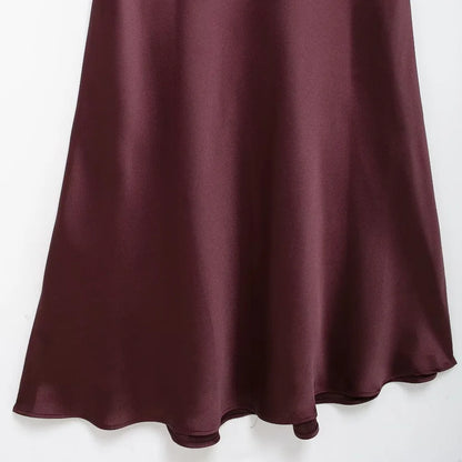 TRZA-Women's Long Satin Halter Dress, Backless, Bow Tied, Back Zipper, Female Dresses, Sexy Fashion - Smarsty