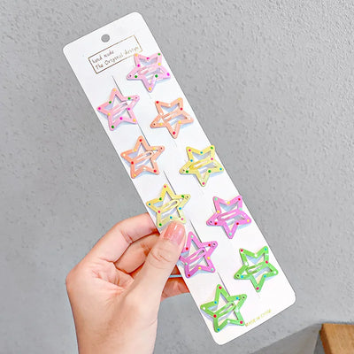 Cute Colorful Star Hair Clips Set for Girls - Smarsty