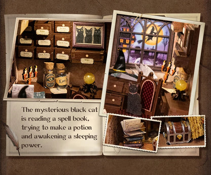 CUTEBEE DIY Book Nook Kit Miniature Doll House Home Touch Light Dust Cover Model Building Toys Gifts Magic Pharmacist by Smarsty