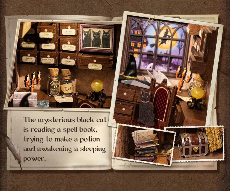 CUTEBEE DIY Book Nook Kit Miniature Doll House Home Touch Light Dust Cover Model Building Toys Gifts Magic Pharmacist by Smarsty