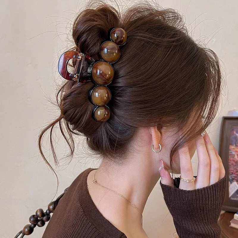 Retro Gradient Beaded Hair Claw 11cm Secure Hold For Women - Smarsty