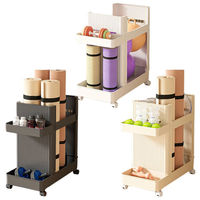 Gym Equipment Holder with Wheels Sports Equipment Storage Rack Yoga Mat Storage Basket Fitness Equipment Sports Tools Organizer by Smarsty