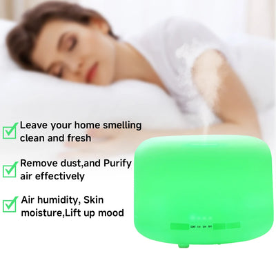 Quiet Aroma Diffuser 500ML Quiet Aroma Diffuser Remote Control Humidifier with LED Light and Auto Off for Office Home Bedroom