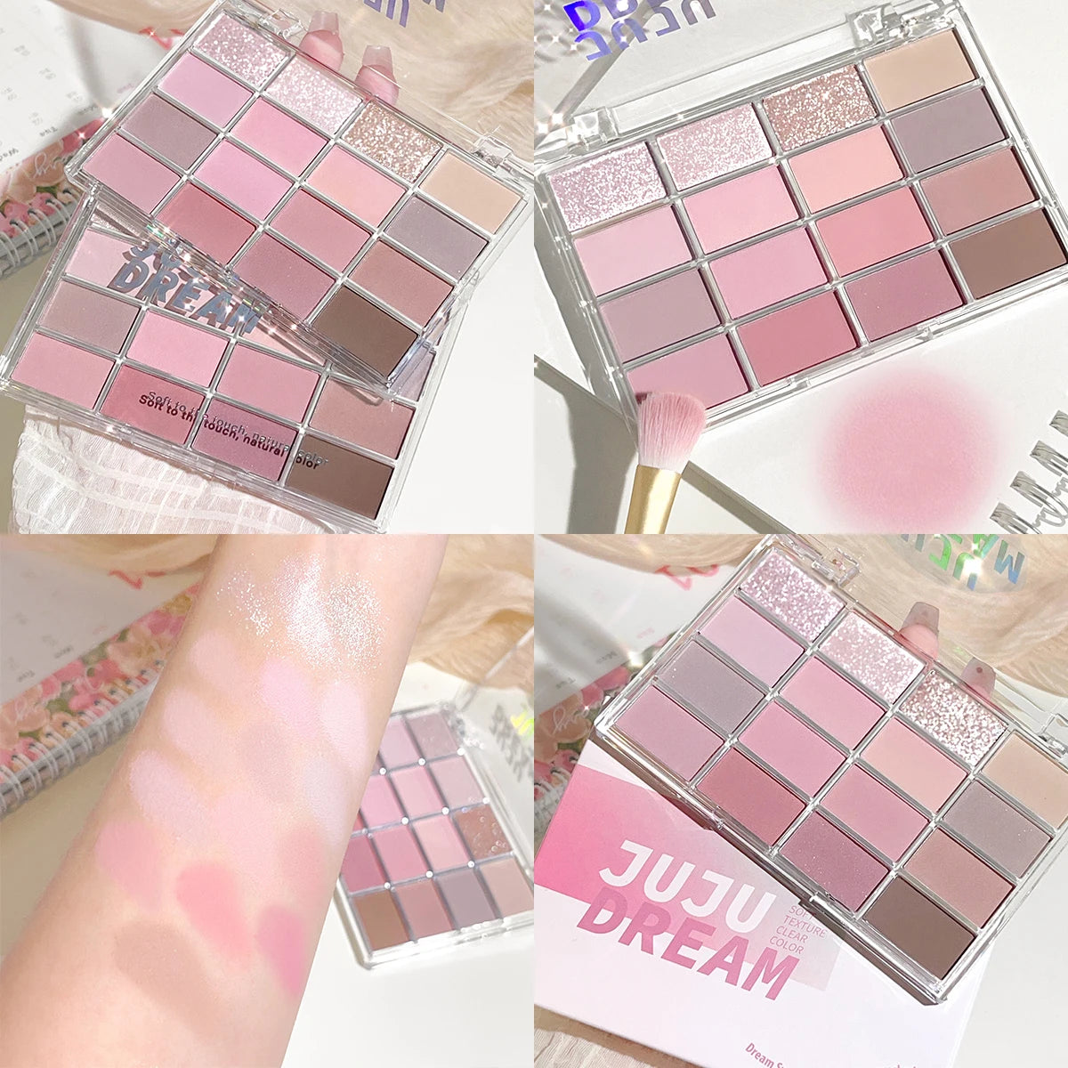 16-Color Pearlescent Matte Eyeshadow Palette for Daily Makeup - Smarsty