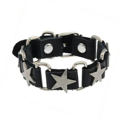 Unisex PU Leather Punk Bracelet with Spikes and Skull - Smarsty
