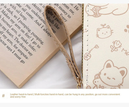 Cute Cat Coin Purse Women Fashion Short Wallet PU Leather Large Capacity Wallet Lightweight ID Card Holder Travel Cash Coin Bag - Smarsty