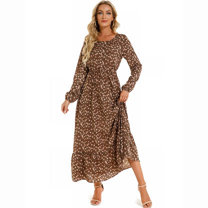 2023 Sping Summer Bohemian Women Maxi Dress Casual Long Sleeve High Waist Beach Woman Chiffon Dresses Floral Vestidoes Mujer New - Smarsty