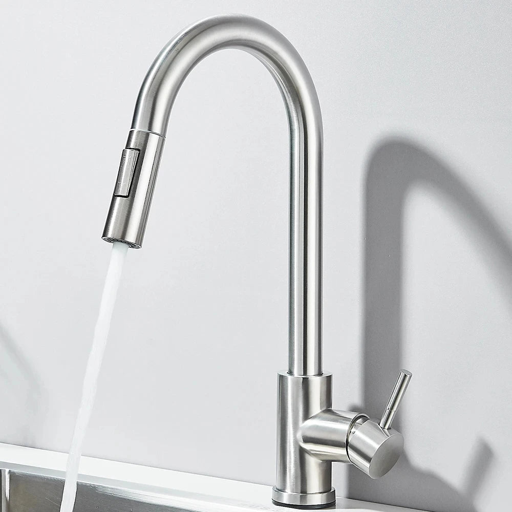 304 Chrome Kitchen Faucet with Pull-Out Spray Feature - Smarsty