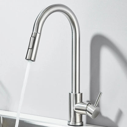 304 Chrome Kitchen Faucet with Pull-Out Spray Feature - Smarsty