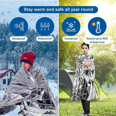 Survival Emergency Mylar Thermal Blanket Foil Space Blanket for NASA Body Warmer Outdoor First Aid Camping Gear Hiking Travel by Smarsty