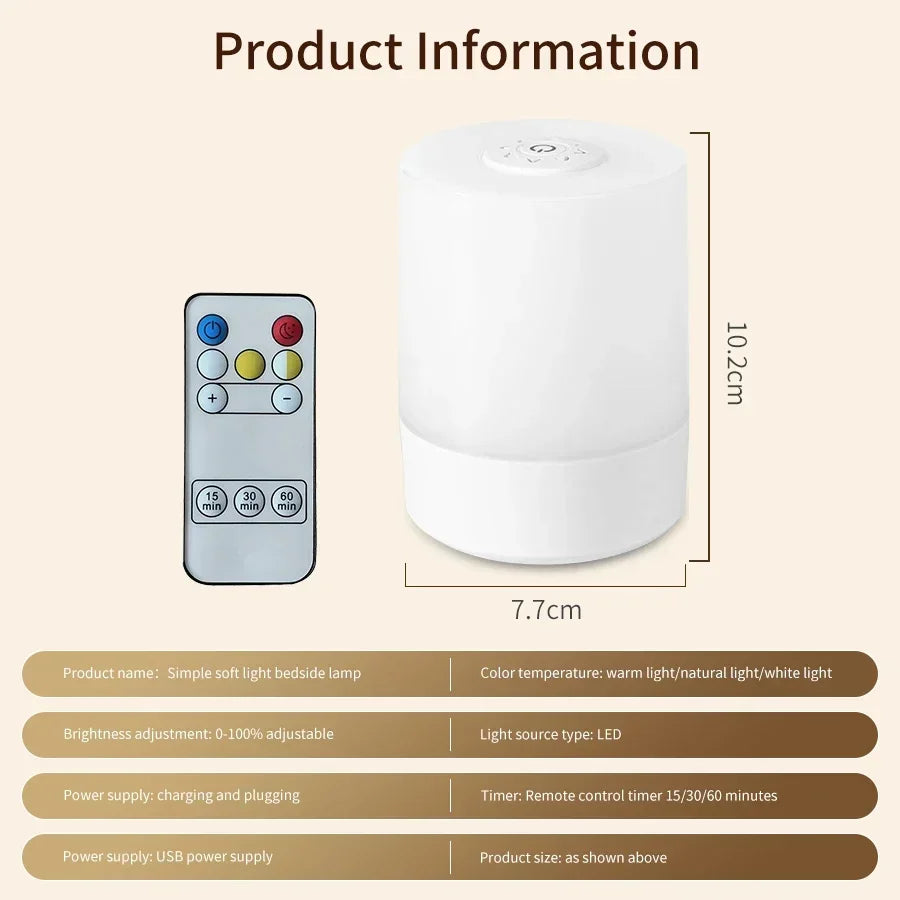 LED Rechargeable Night Lamp with Remote Control - Smarsty