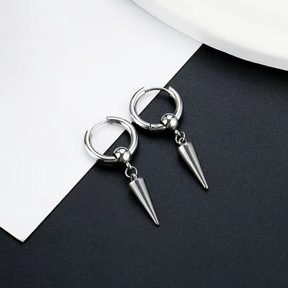 Fashion Stainless Steel Cone Pendant Earrings for Men - Smarsty