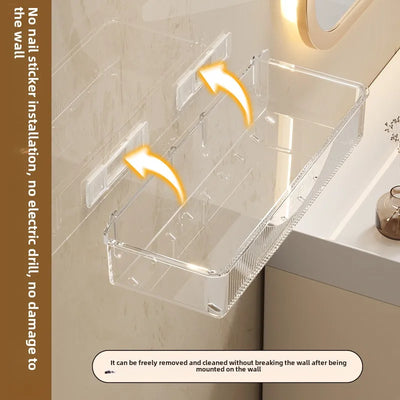 Wall mounted cosmetic and skincare storage rack for bathroom no need for drilling Multi functional kitchebathroom storage rackra by Smarsty