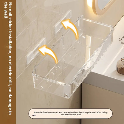 Wall mounted cosmetic and skincare storage rack for bathroom no need for drilling Multi functional kitchebathroom storage rackra by Smarsty