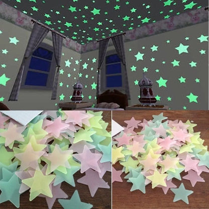 Fluorescent Glow in the Dark Stars Wall Stickers for Kids - Smarsty