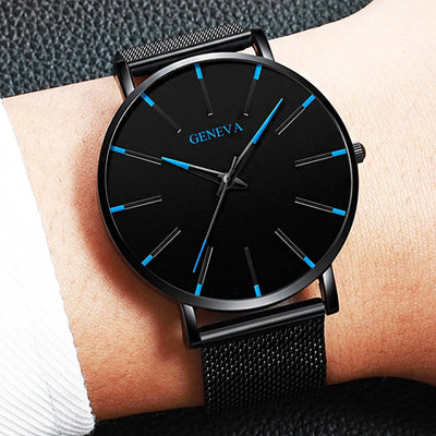 Ultra Thin Men's Quartz Watch with Steel Mesh Band - Smarsty