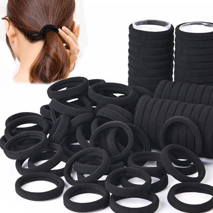 Black Hair Bands High Elastic Strong Hold 100pcs Pack - Smarsty