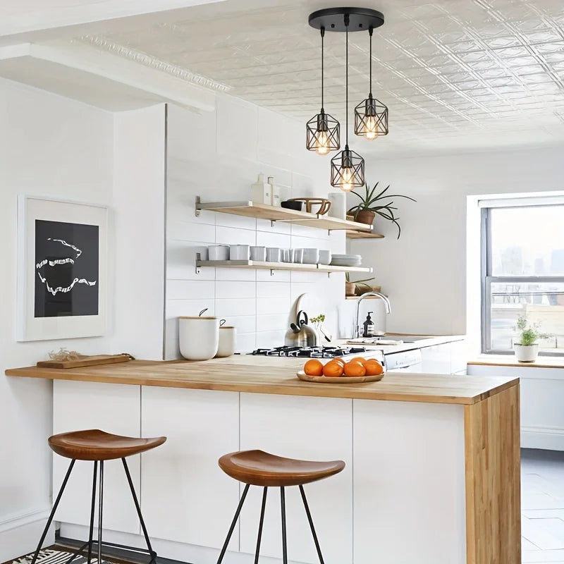 Vintage Black Pendant Lamp with Three Lights for Modern Spaces - Smarsty