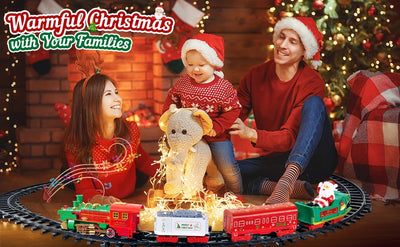 VATOS Hanging Christmas Train Set Toy Light and Sound Train Around Christmas Tree Decoration Gift Indoor Home Toys for Kids