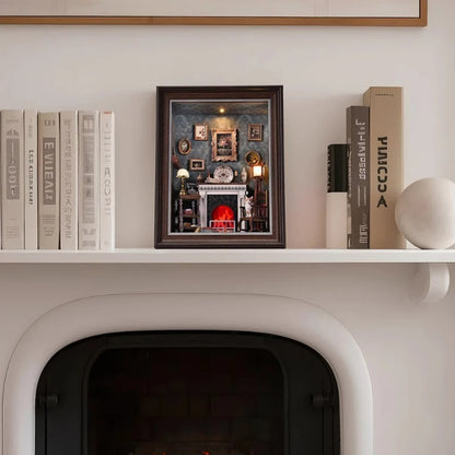 DIY Book Nook Kit 3D Miniature Wooden Doll House Photo Frame Ornament Bookshelf Insert Retro Booknook Decor For Birthday Gifts by Smarsty