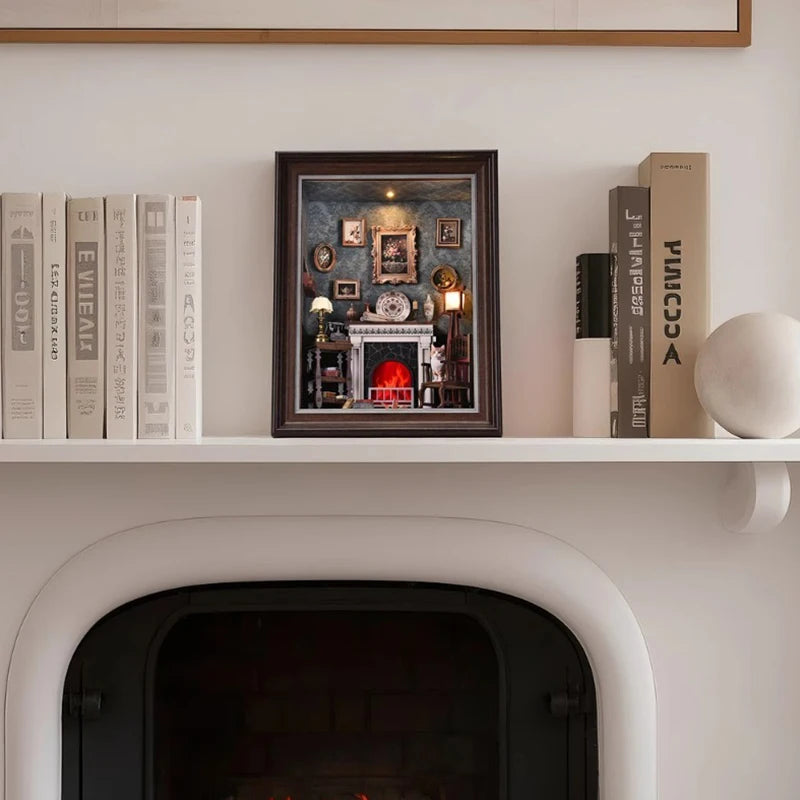 DIY Book Nook Kit 3D Miniature Wooden Doll House Photo Frame Ornament Bookshelf Insert Retro Booknook Decor For Birthday Gifts by Smarsty