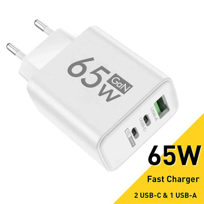 GaN Fast Charging 65W USB Type C Charger EU KR PD 3.0 Quick Charge Wall For Phone Adapter For iPhone 15 Xiaomi Huawei Samsung - Smarsty
