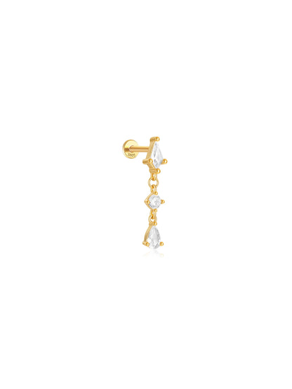 925 Sterling Silver Lotus Tassel Zircon Stud Earrings - Smarsty